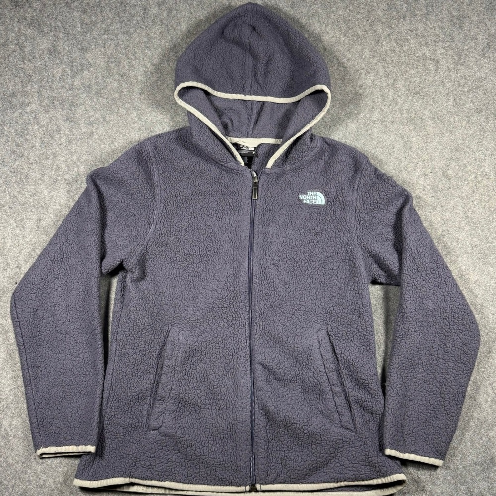 The North Face Womens Purple Sherpa Fleece Full Zip Hoodie Jacket Size Medium